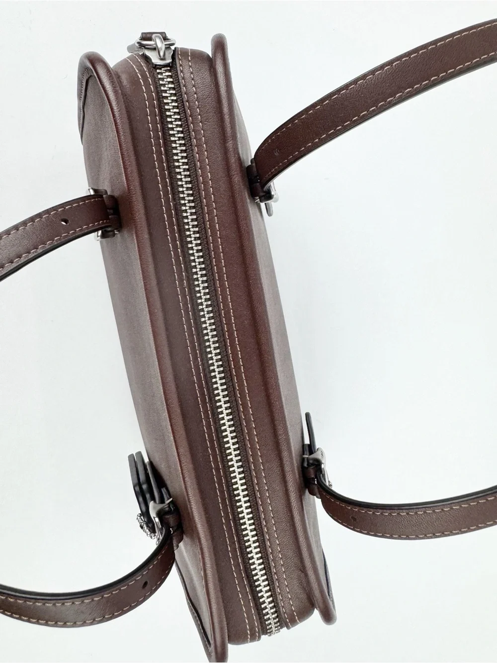Coach Swing Zip Mahogany Brown Leather Shoulder Bag Re-Edition CM565